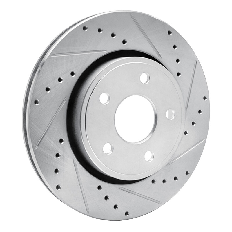 Jeep Grand Cherokee Brake Rotor (1) - Front Right - R1 Concepts - Drilled & Slotted - Silver - `05-`10